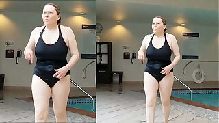 Sexy Grandma is Sexy at 66 in a black bathing suit